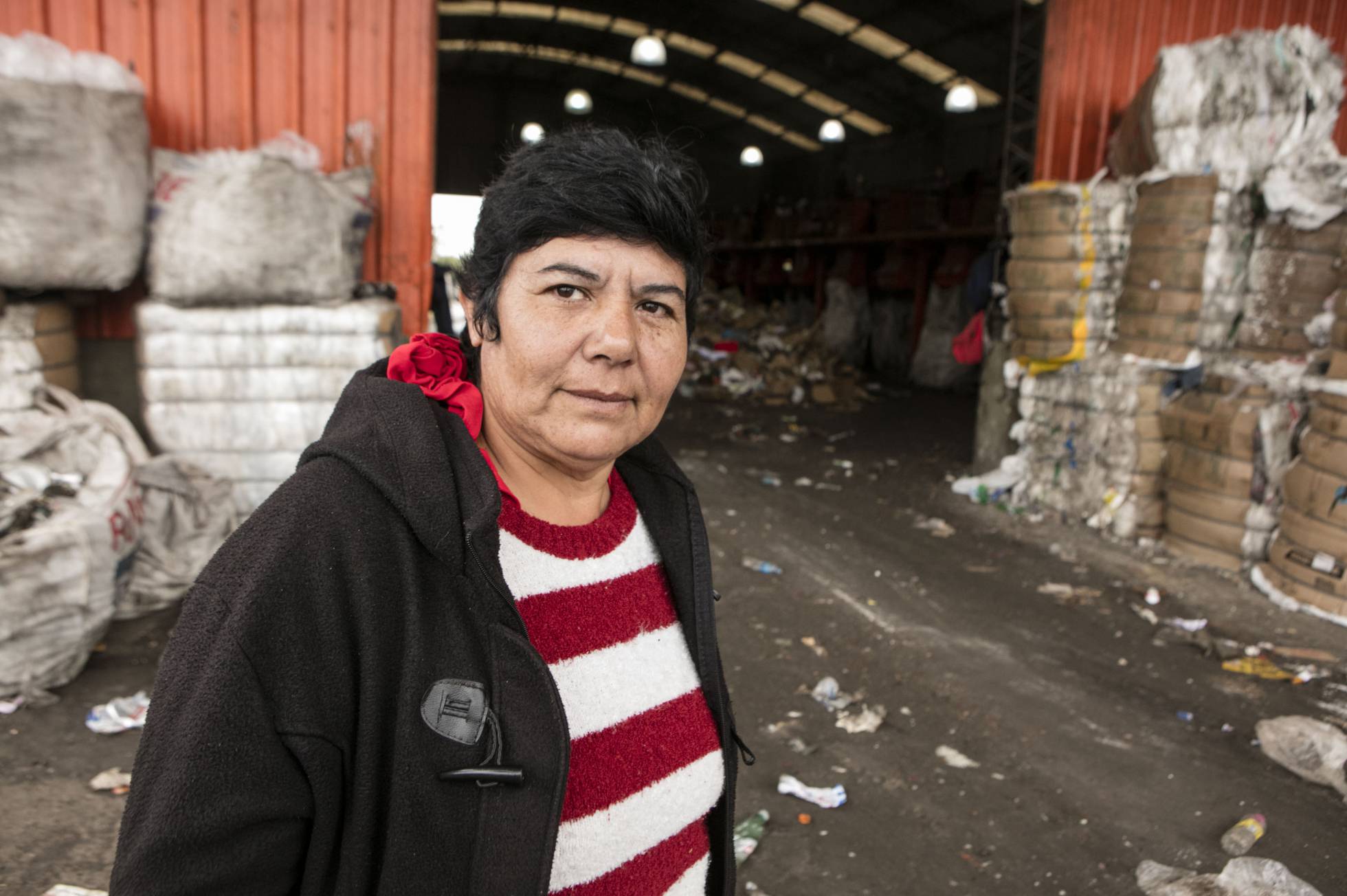 Nora Rodríguez, en la cooperativa de reciclaje de residuos Bella Flor, en el Ceamse. Nora Rodríguez, en la cooperativa de reciclaje de residuos Bella Flor, en el Ceamse.