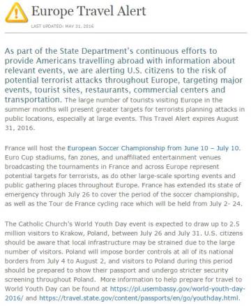 Estados Unidos emite una alerta de viaje a Europa por “riesgo de atentado”