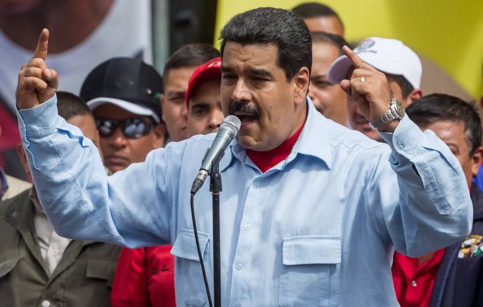 Nicolás Maduro, durante uma manifestação. Nicolás Maduro, durante uma manifestação.