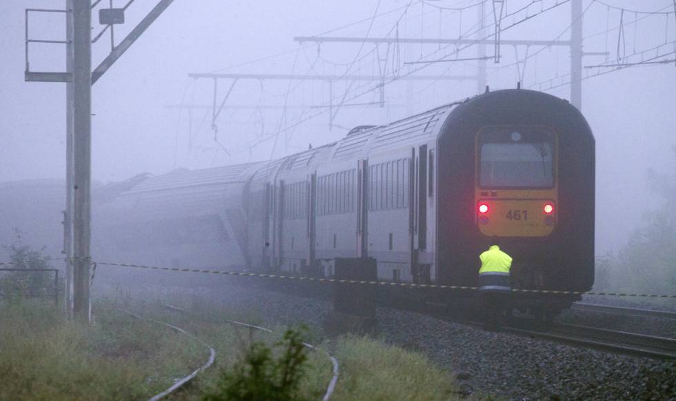El tren accidentado, cerca de Lieja (Bélgica)