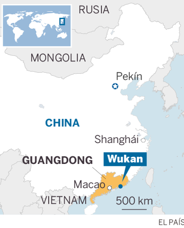 Mapa de localización de Wukan, en la provincia china de Guangdong