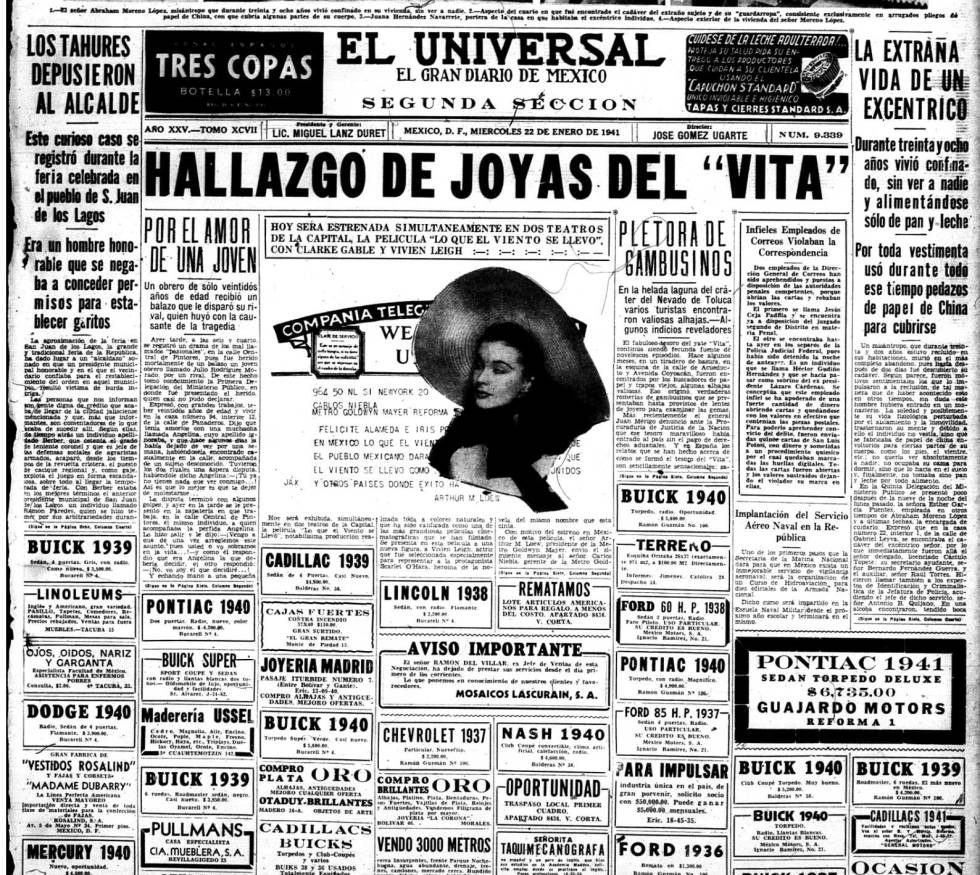 Portada del diario El Universal, del 22 de enero de 1941.