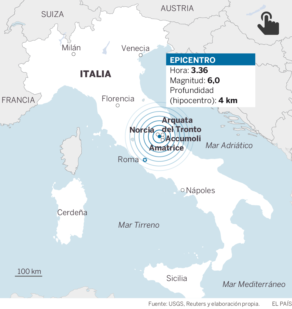Al menos 120 muertos y 368 heridos tras el terremoto de Italia