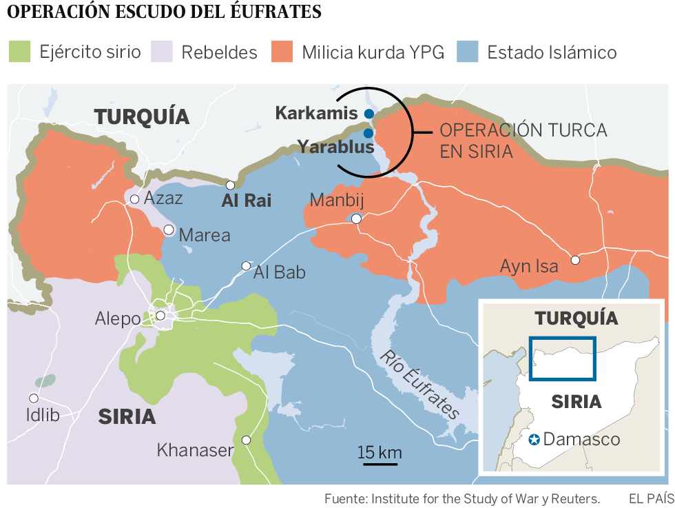 Turquía ataca por tierra y aire el último bastión fronterizo del ISIS en Siria