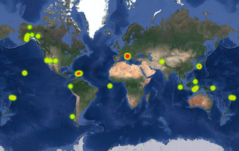 Grandes tremores registrados das 9h (UTC) de 23 de agosto até as 4h40 (UTC) de 24 de agosto.