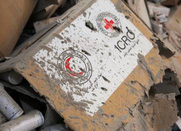 Medicamentos destruídos no bombardeio da segunda-feira.