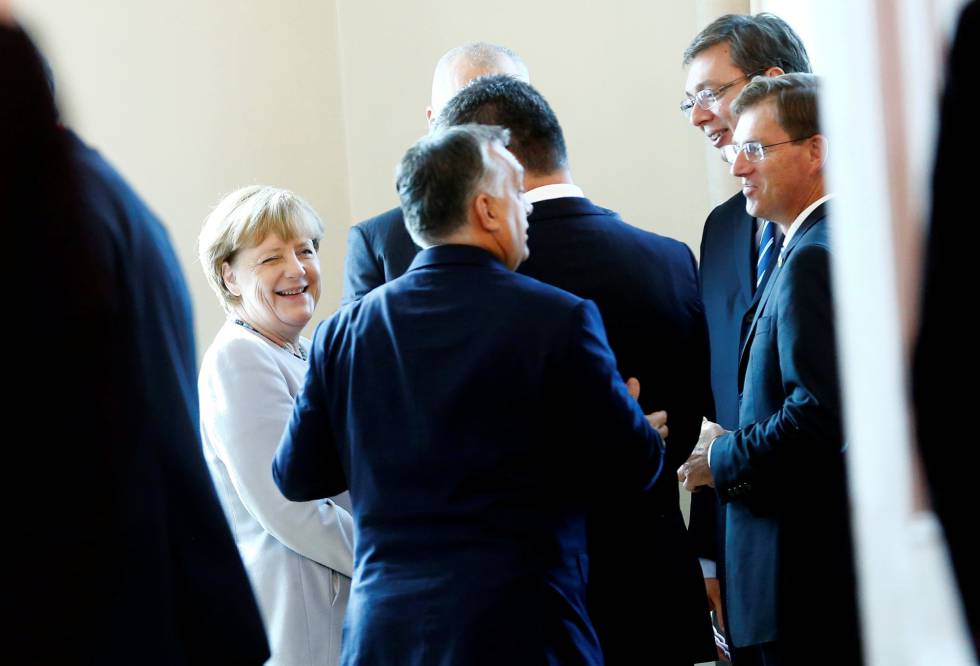 La canciller Angela Merkel, el sábado durante una cumbre sobre los refugiados celebrada en Viena.