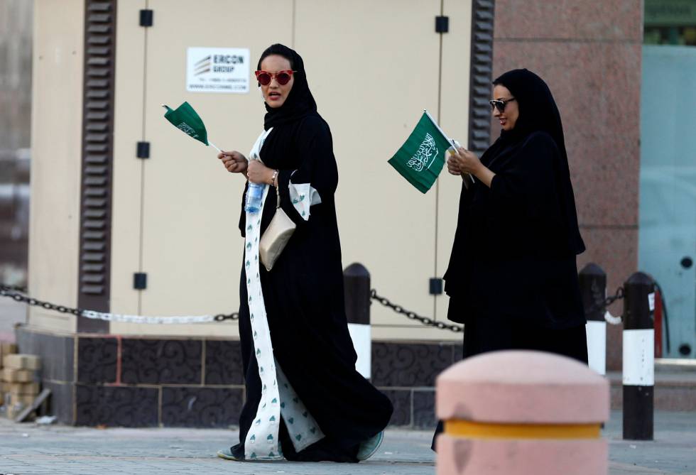 Mujeres saudíes durante el día nacional, el viernes