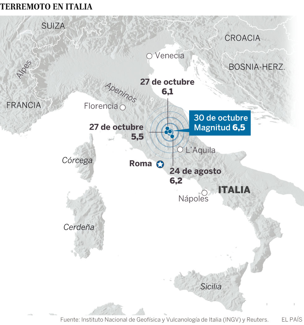 Un fuerte terremoto sacude el centro de Italia