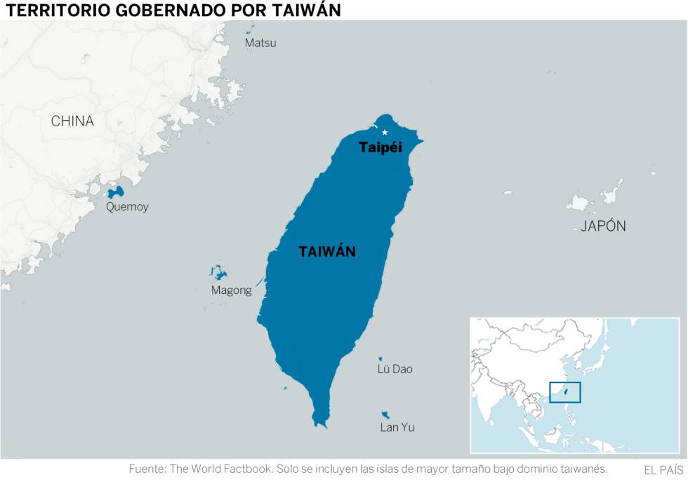 El gobierno de Taipéi controla de facto varios archipiélagos en torno a la isla de Taiwán (información facilitada por Mario Esteban, Real Instituto Elcano).