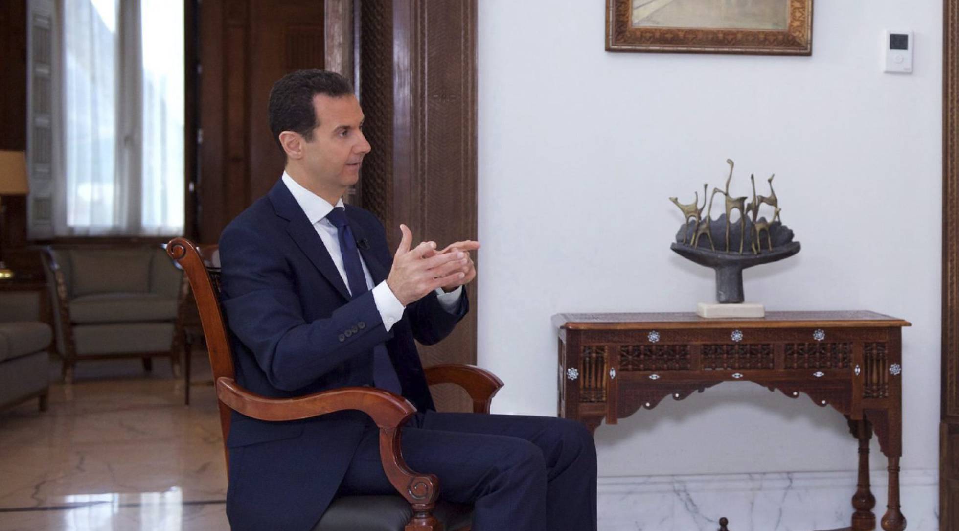 Bachar El Asad en una entrevista para la televisión rusa, este martes en Damasco. Bachar El Asad en una entrevista para la televisión rusa, este martes en Damasco.