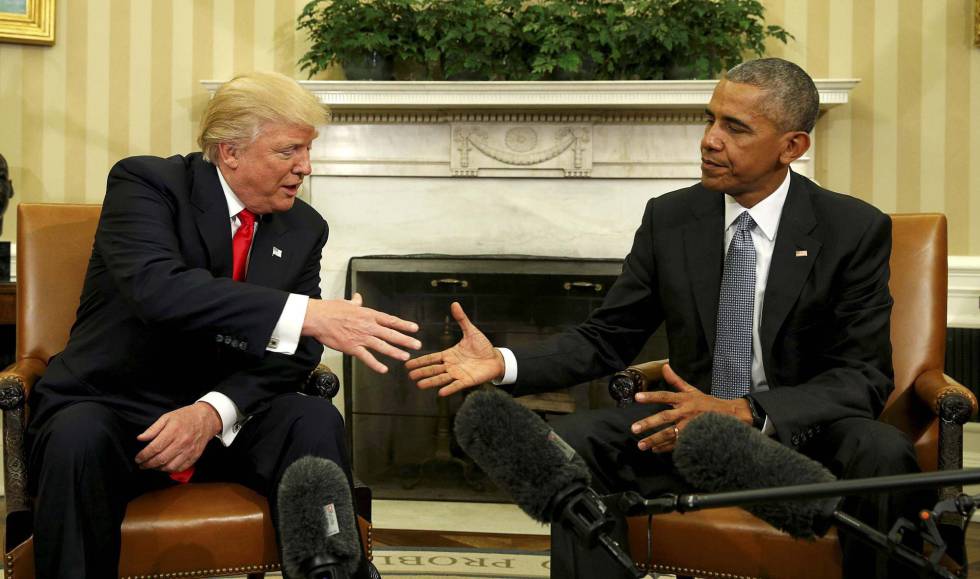 El presidente electo, Donald Trump, con Barack Obama, en la reunión que mantuvieron el 10 de noviembre