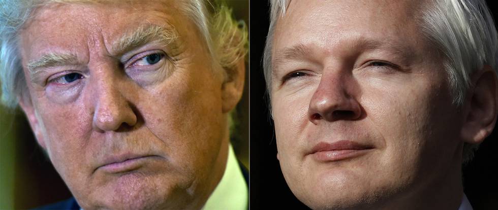El presidente electo de EE UU, Donald Trump, y el fundador de Wikileaks, Julian Assange.