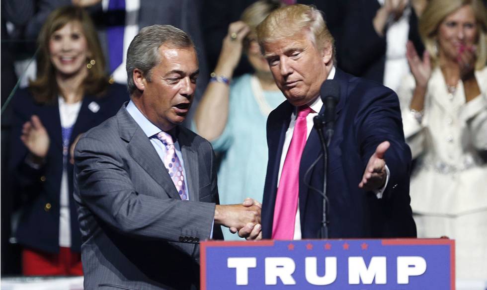 Nigel Farage y Donald Trump, durante un mítin celebrado en agosto en Jackson (Mississippi).