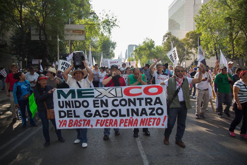 Marcha en México contra el gasolinazo.