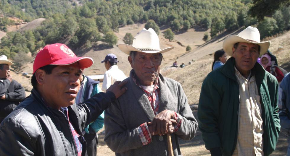Baldenegro (i) en la sierra de Chihuahua con otros ambientalistas.