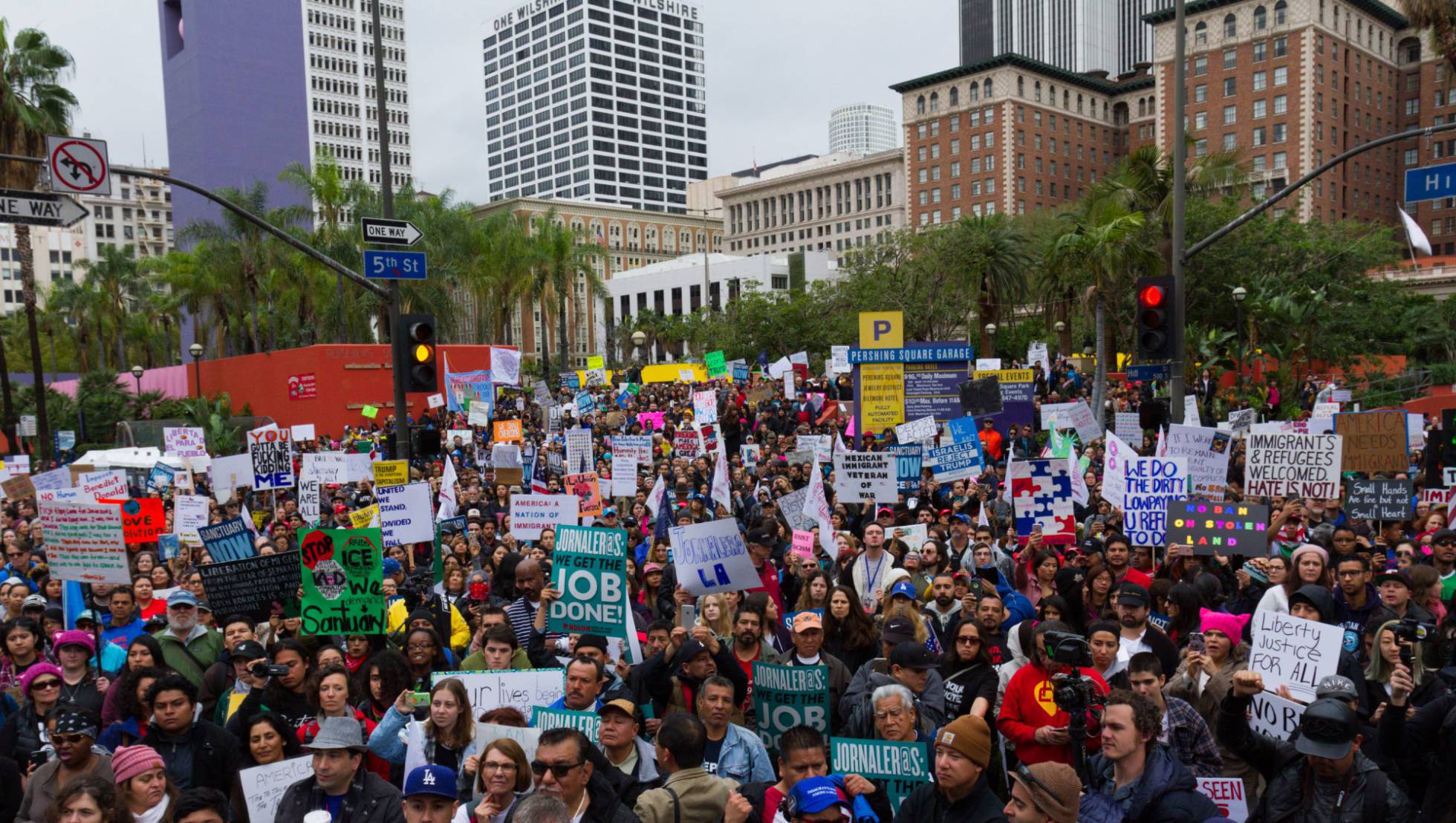 Manifestación en defensa de los inmigrantes en Los Ángeles, el sábado. Manifestación en defensa de los inmigrantes en Los Ángeles, el sábado.