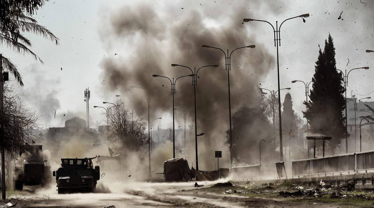 Una escena de combates este domingo en Mosul