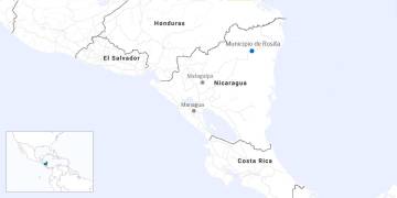 Mapa da Nicarágua.