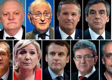 Los once candidatos que concurrirán en la primera vuelta de las presidencias francesas.