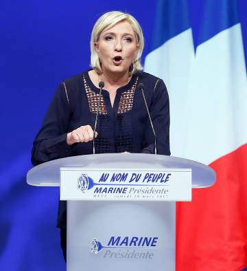 Marine Le Pen, en un mitin en Metz.