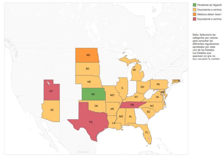 El desigual mapa del derecho al aborto en Estados Unidos El desigual mapa del derecho al aborto en Estados Unidos