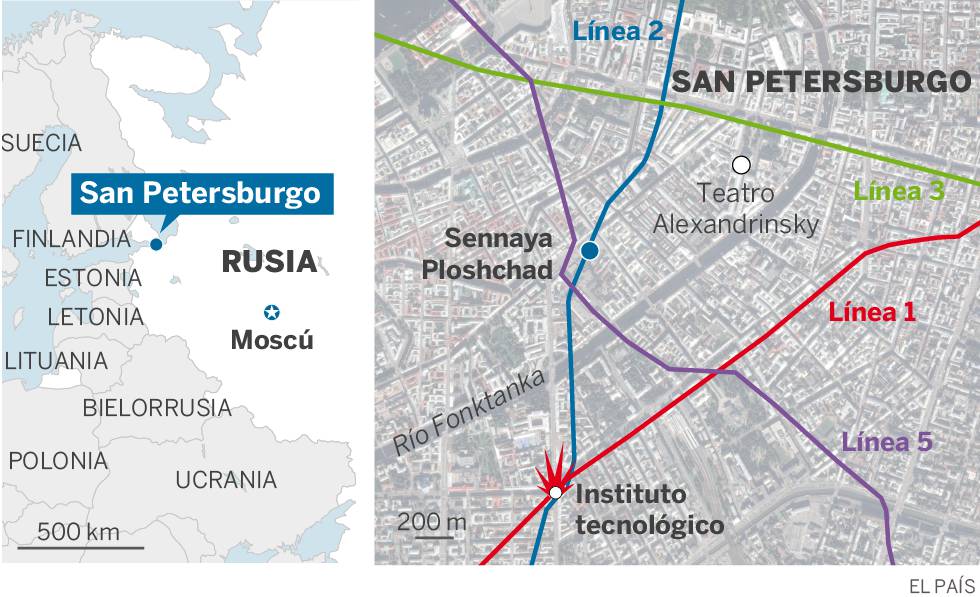 Rússia busca dois suspeitos do atentado com 11 mortos no metrô de São Petersburgo