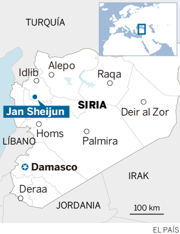 Mapa de localización de Jan Sheijun, Siria