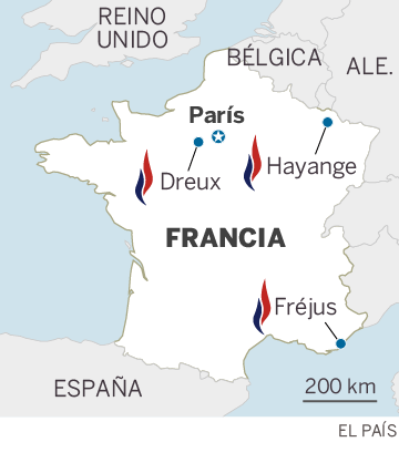 Mapa de localización de Dreux, al oeste de París, Francia