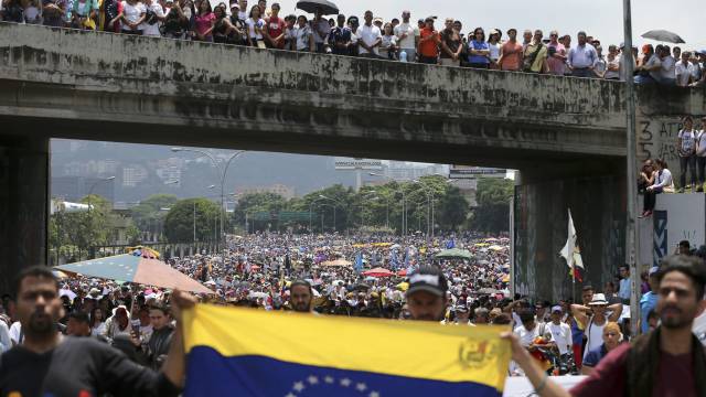 Manifestación en contra de Nicolás Maduro, este lunes en Caracas.