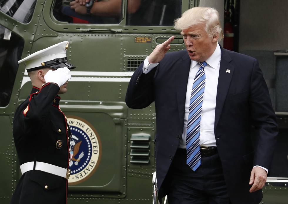 Donald Trump, a su llegada a Washington este sábado.
