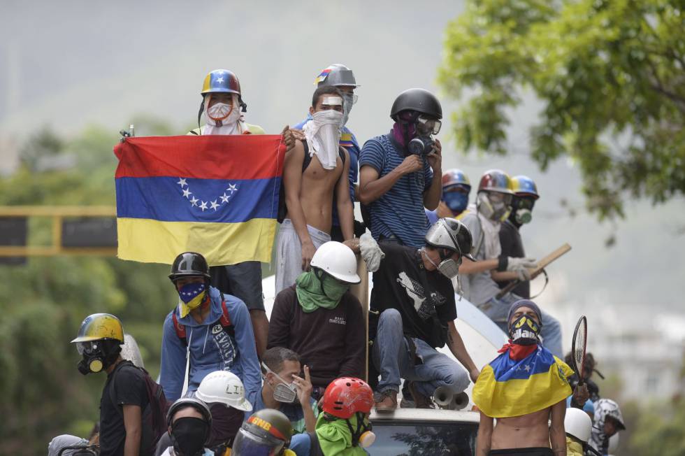 Manifestantes en Caracas.