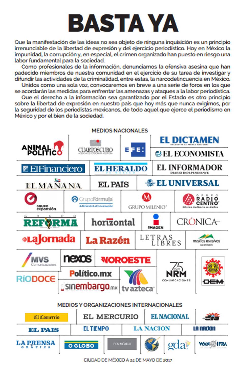 La prensa mexicana dice ”basta ya» a las agresiones contra periodistas