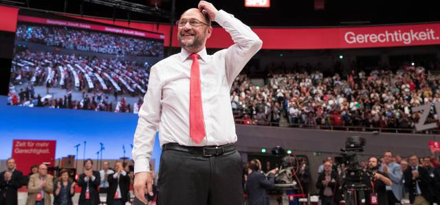 Martin Schulz, candidato de los socialdemócratas alemanes, en el congreso del partido el 25 de junio en Dortmund.
