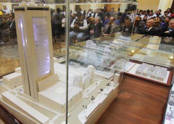 Maqueta del nuevo palacio de Gobierno de Bolivia.