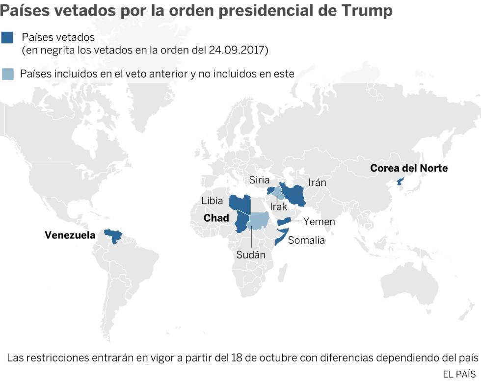 Los motivos de Trump para vetar a ocho países