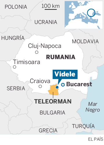 Mapa de localización de Videle, al sur de Rumania