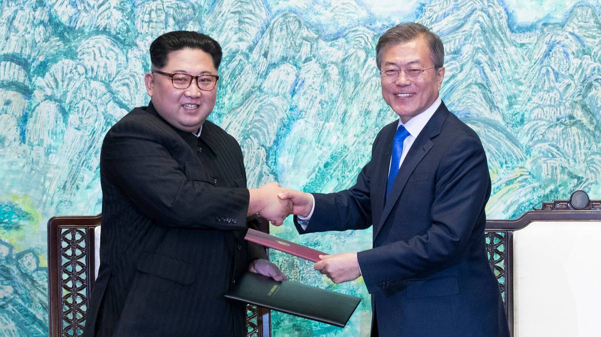 Kim Jong-un y Moon Jae-in, este viernes.