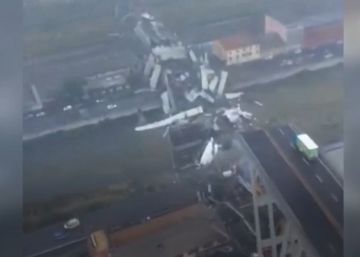 Imágenes aéreas del puente colapsado en Génova