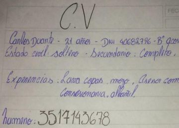 Un argentino consigue trabajo tras viralizarse su CV escrito a mano