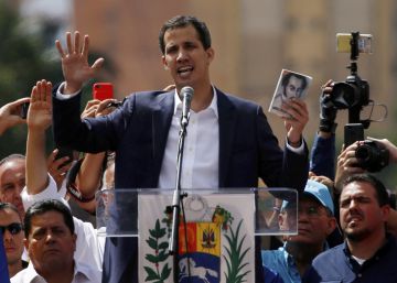 Juan Guaidó en las manifestaciones este miércoles en Venezuela.