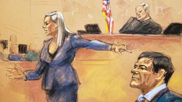 La fiscal Amanda Liskamm señala a Joaquín 'El Chapo' Guzmán.