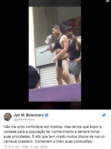 Bolsonaro tuitea un vídeo obsceno de Carnaval y desata la polémica en Brasil