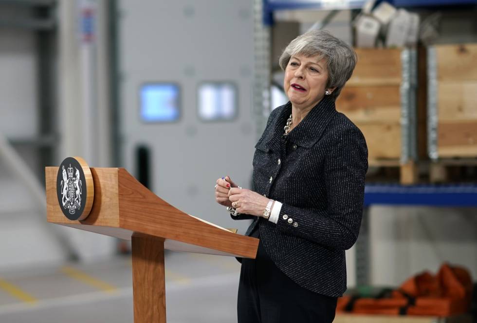 La primera ministra británica, Theresa May, el 8 de marzo en Grimsby (Inglaterra).