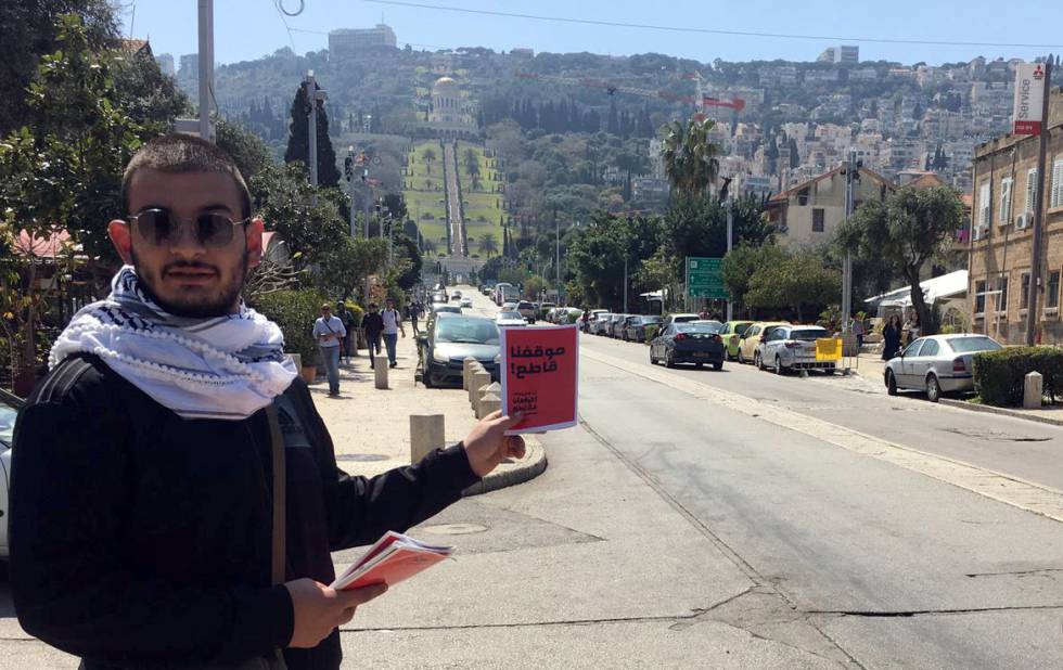 An Israeli Arab activist calls for an electoral boycott in Haifa.