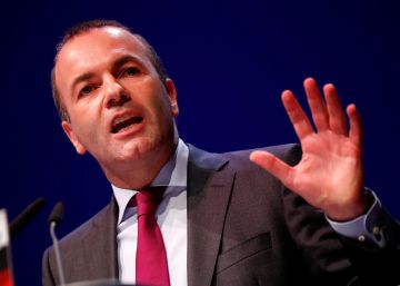 El candidato de los populares europeos, Manfred Weber, durante un mítin electoral en Alemania.