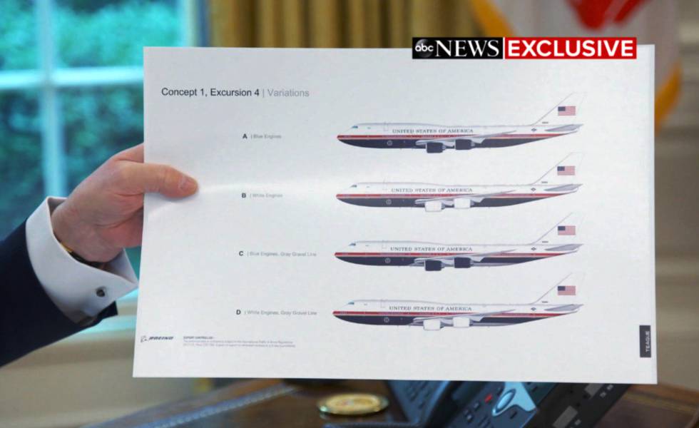 Imagen de la entrevista de ABC con el nuevo diseño del Air Force One.