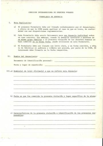 Complaint form to be completed by those close to them.