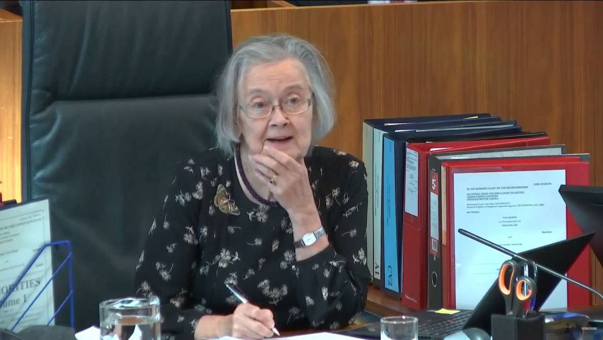 La presidenta del Tribunal Supremo del Reino Unido, Brenda Hale, en la sesión del pasado viernes