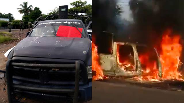 Imágenes del ataque a una patrulla, en Michoacán.